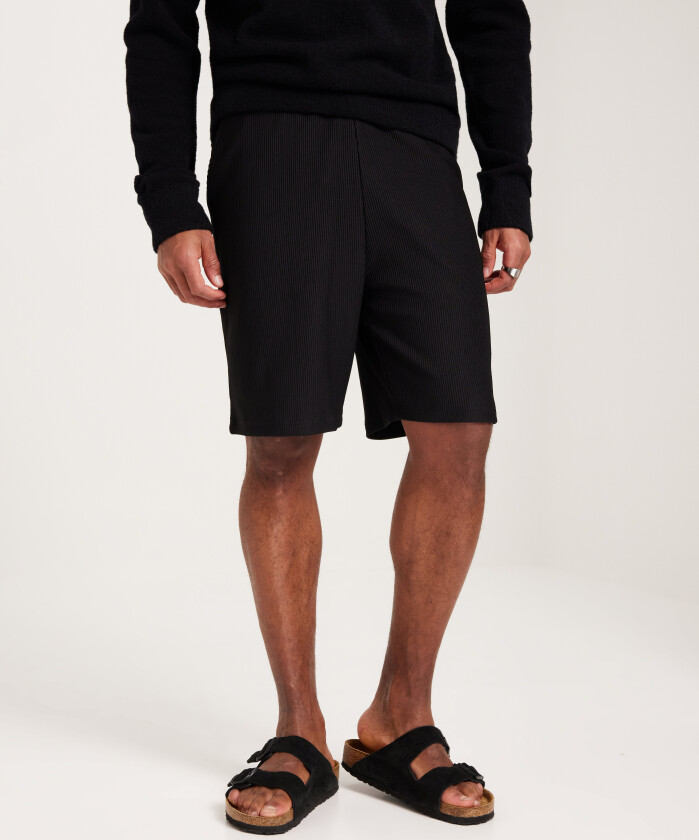 Slhloose-Plisse Shorts Ex Joggeshorts Svart