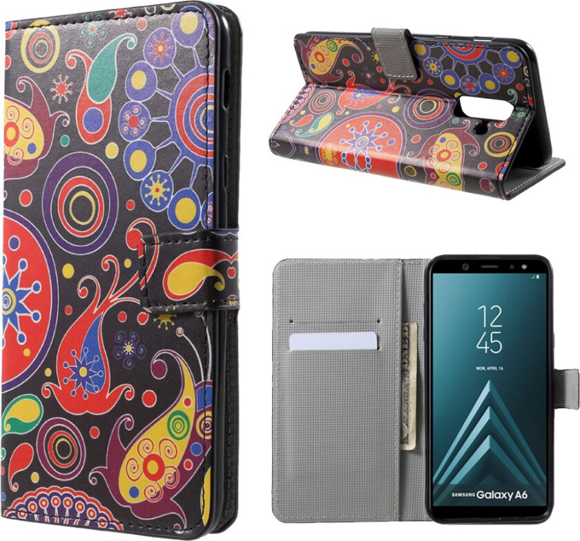 Galaxy A6 beskyttelses deksel av syntetisk skinn med printet bilde - abstrakt mønster