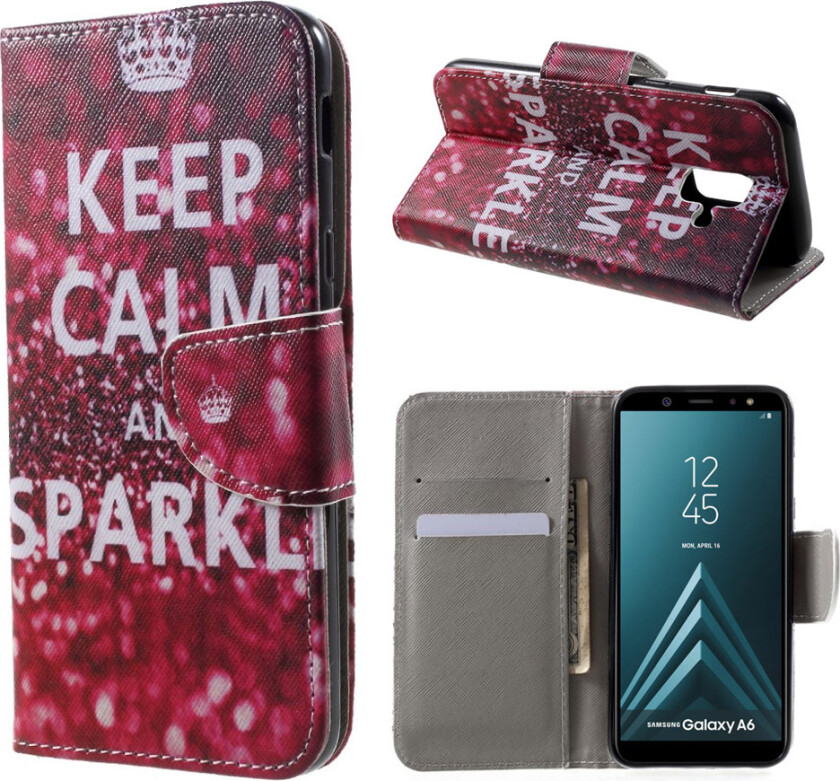 Galaxy A6 beskyttelses deksel av syntetisk skinn med printet bilde - holde deg rolig og skinn