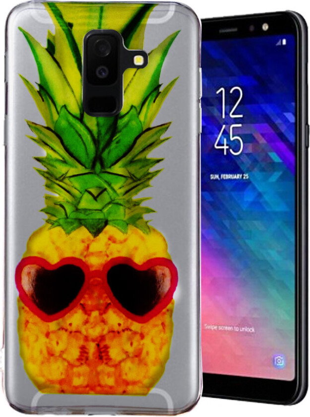 IMD Samsung Galaxy A6 Plus beskyttelses deksel av silikon med printet bilde - ananas
