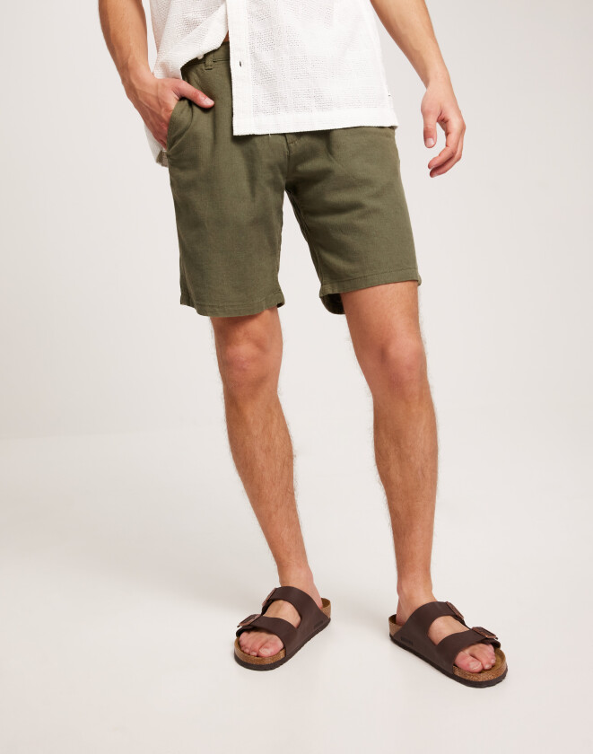 Slhregular-Brody Linen Shorts Noos Linshorts Grønn