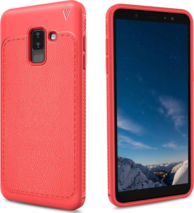 IVSO Gentry Samsung Galaxy A6 Plus beskyttelses deksel med litchi tekstur i syntetisk skinn - Rød