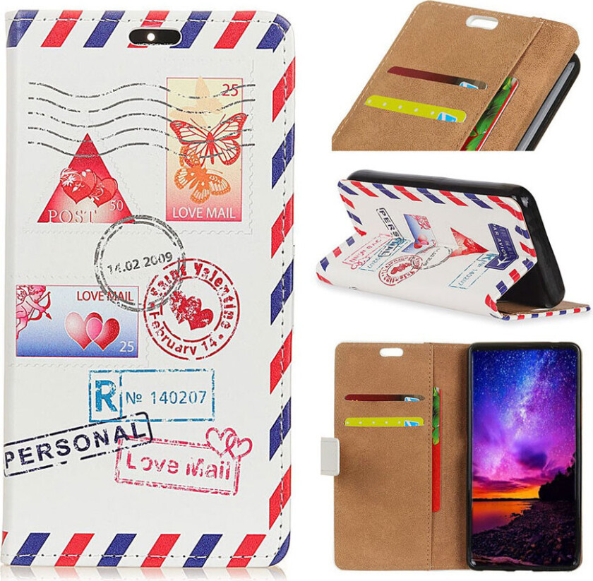Galaxy A9 beskyttelses deksel av syntetisk skinn med printet mønster - personlig kjærlighets brev