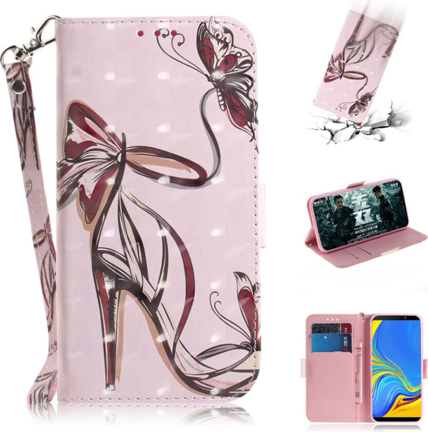 Galaxy A9 beskyttelses deksel av syntetisk skinn med printet mønster - høy hæl sandal