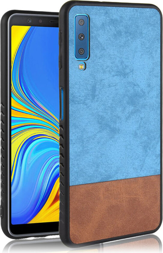 Galaxy A7 beskyttelses deksel av hybrid materiale i 2 fargers design - blå