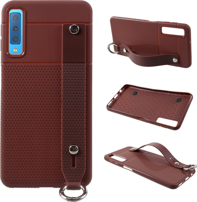 Galaxy A7 beskyttelses deksel av TPU med triangel mønster - kaffe