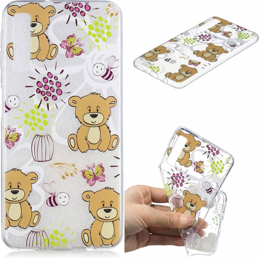 Galaxy A7 beskyttelses deksel av TPU med hevet printet mønster - brune bjørner