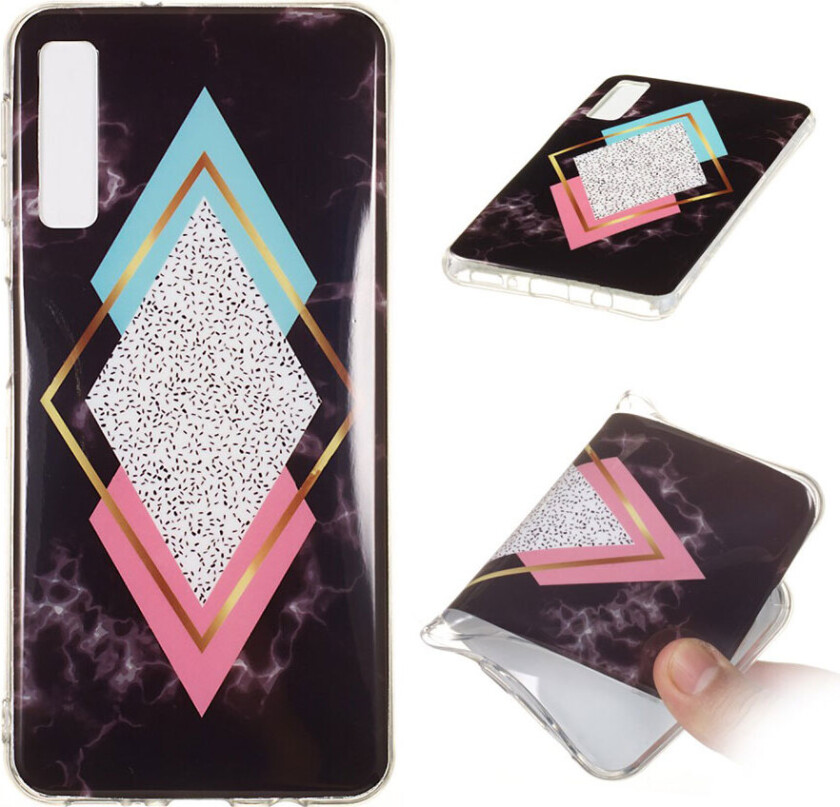 Galaxy A7 beskyttelses deksel av TPU med IMD printet marmor mønster - stil R