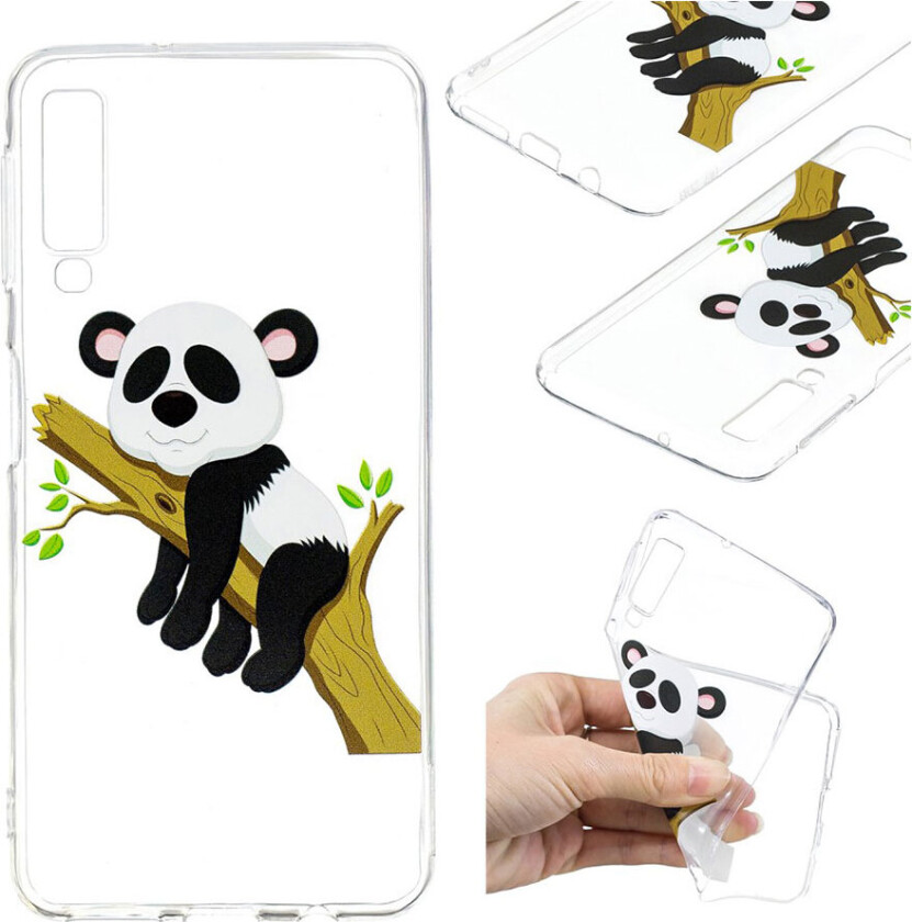 Galaxy A7 beskyttelses deksel av TPU med printet mønster - panda klatrer tre