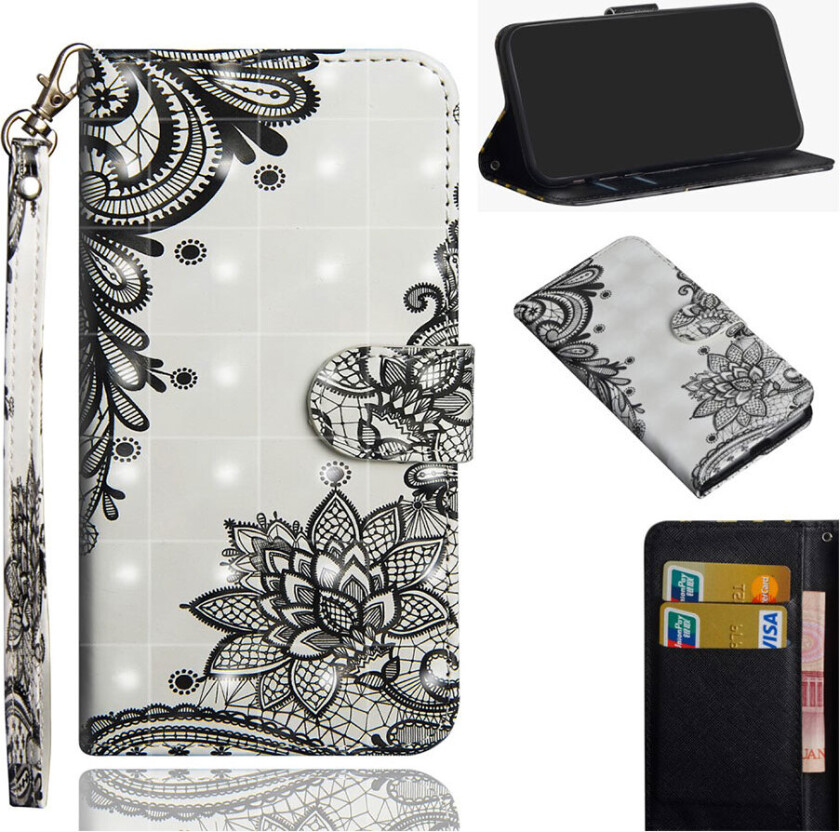 Galaxy A7 beskyttelses deksel av syntetisk skinn med printet mønster og lyse flekker dekor - lace blomst