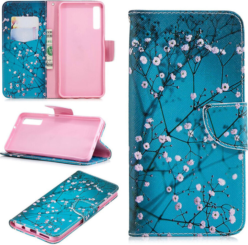 Galaxy A7 beskyttelses deksel av syntetisk skinn med printet mønster - marjoram