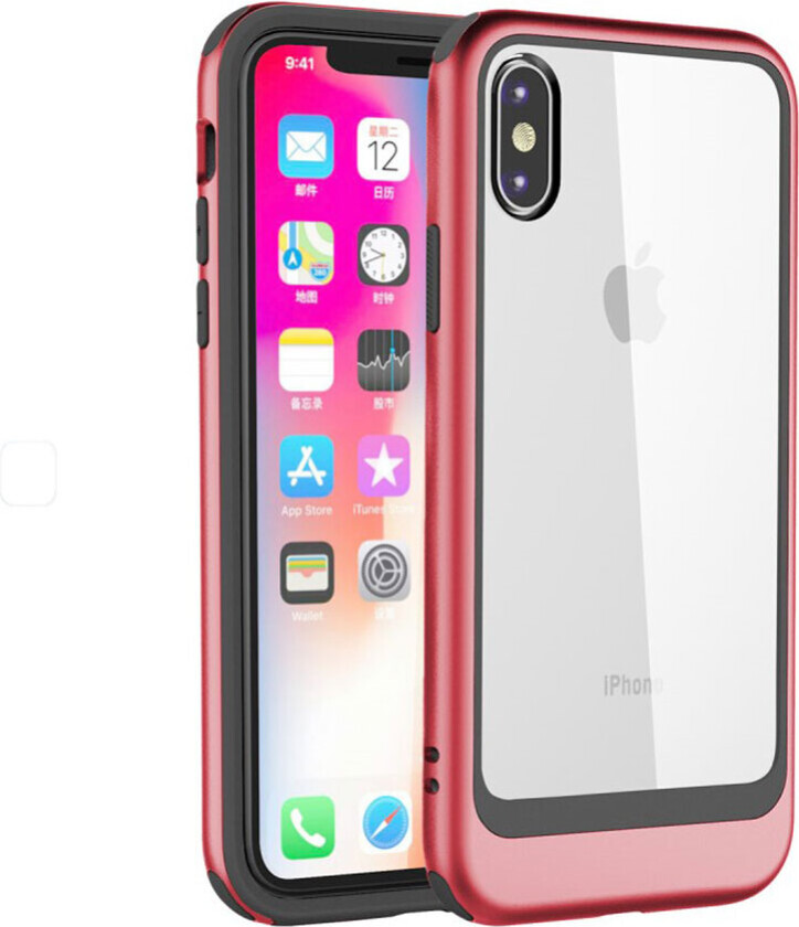 iPhone Xs Max beskyttelses deksel av plastikk og TPU med avtagbart design - rød