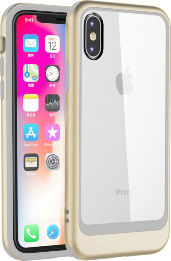 iPhone Xs Max beskyttelses deksel av plastikk og TPU med avtagbart design - gull