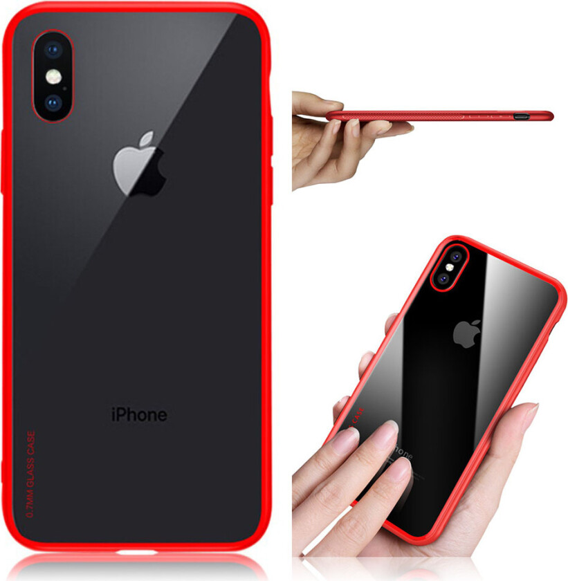 NXE iPhone XS beskyttelses deksel av herdet glass og TPU - rød