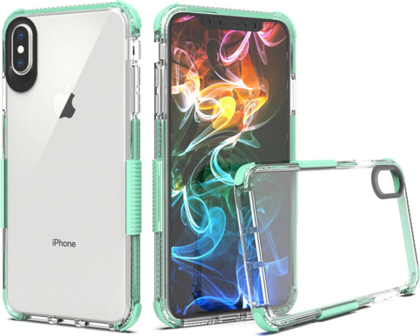 iPhone Xs Max beskyttelses deksel av TPU med kontrast farge - turkis