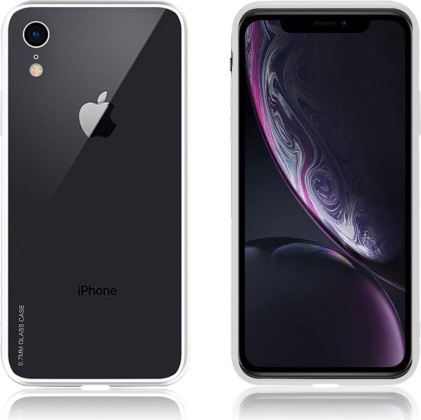NXE iPhone Xr beskyttelses deksel av herdet glass og TPU - hvit