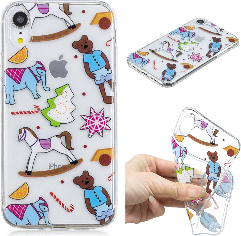 iPhone Xr beskyttelses deksel av TPU med IMD printet mønster - elefant og hest