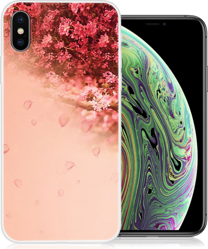 iPhone XS beskyttelses deksel av TPU med printet mønster - blomster og blader