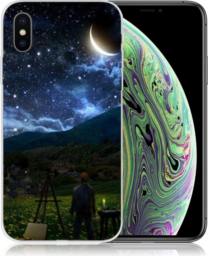iPhone XS beskyttelses deksel av TPU med printet mønster - stjerne natt