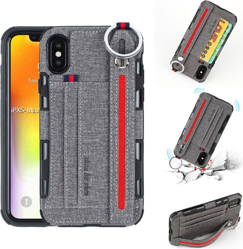 SHOUHUSHEN iPhone Xs Max beskyttelses deksel av plastikk dekt i tekstil tøy - grå