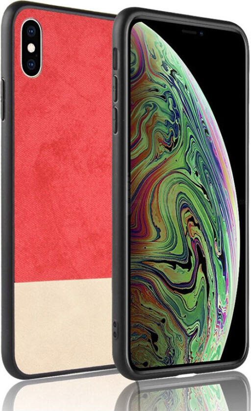 iPhone Xs Max beskyttelses deksel av hybrid materiale med 2 fargers design - rød