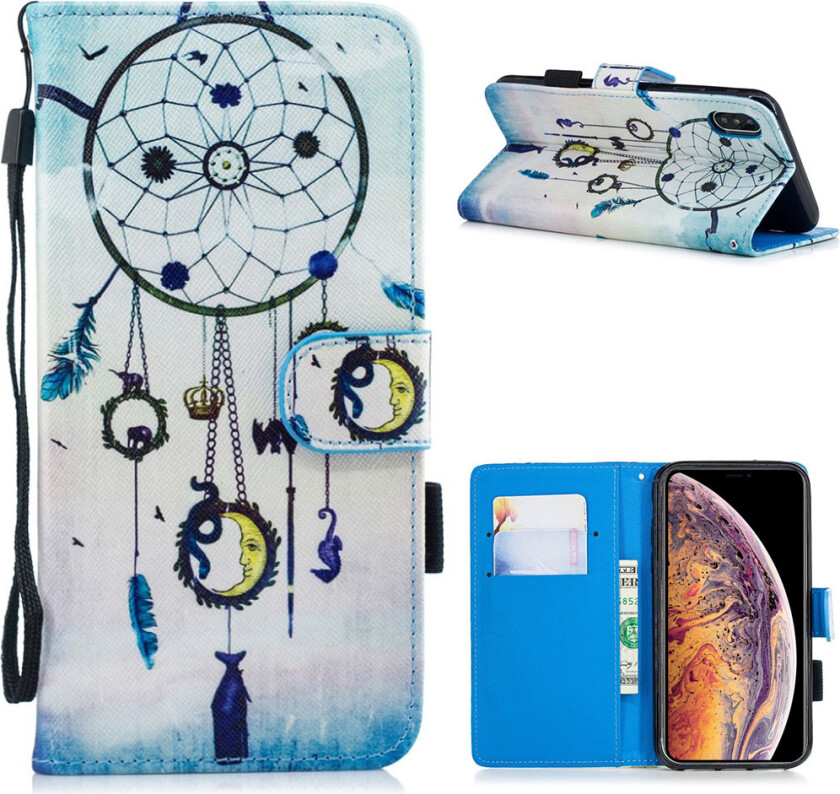 iPhone Xs Max beskyttelses deksel av syntetisk skinn med printet mønster - drømme fanger