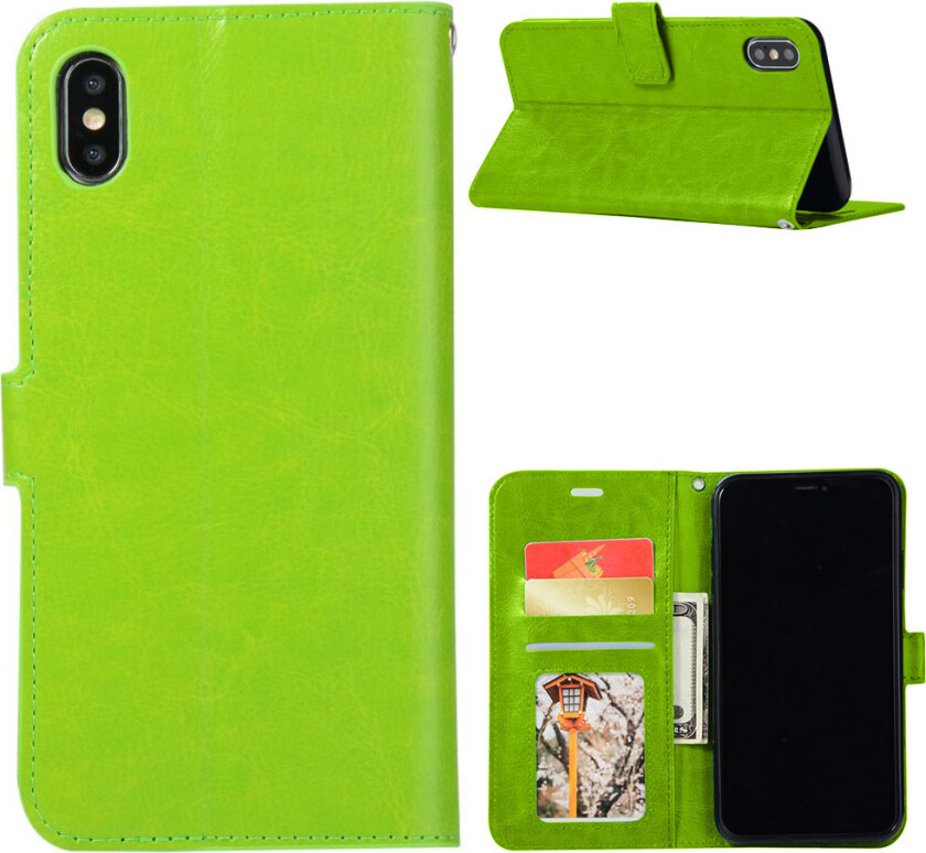 iPhone Xs Max beskyttelses deksel av syntetisk skinn med vill hest tekstur - grønn