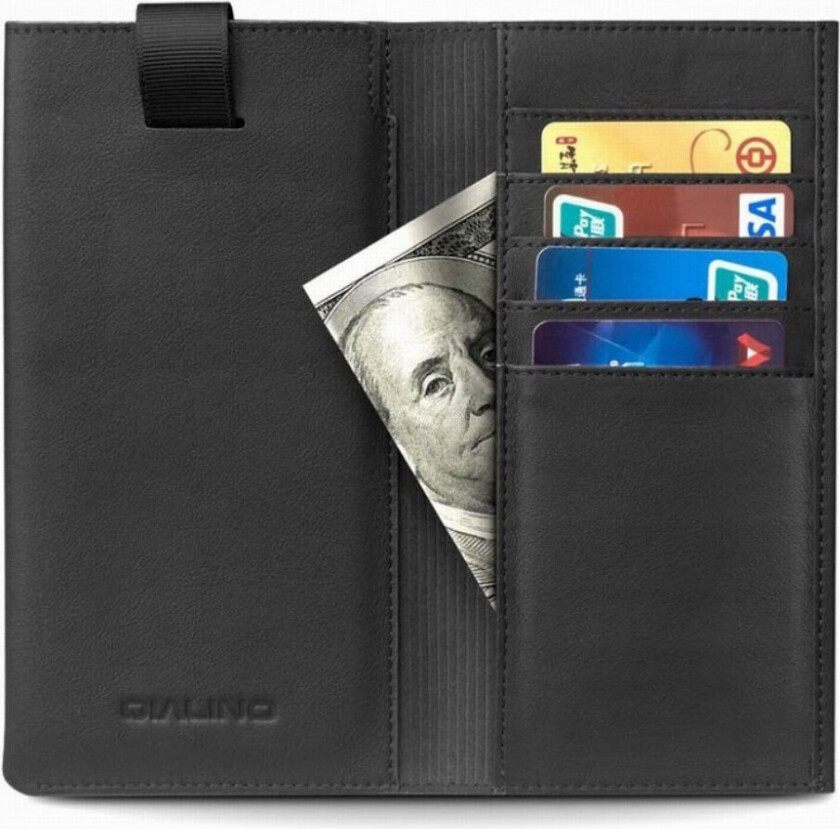 QIALINO iPhone Xr beskyttelses deksel av behandlet kuskinn i pung stil - svart