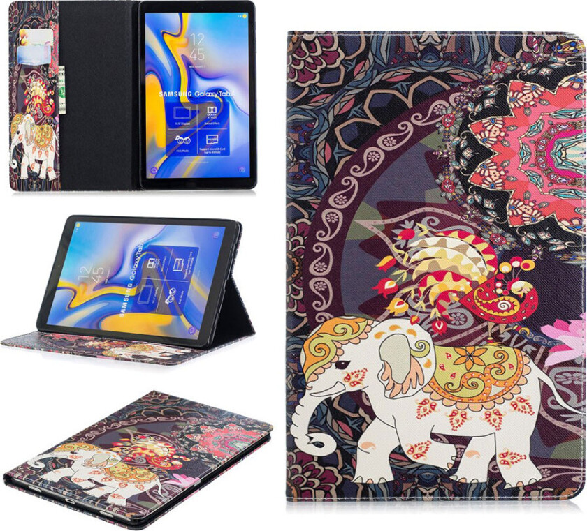 Galaxy Tab A 10.5 beskyttelses deksel av syntetisk skinn med printet mønster - stamme elefant