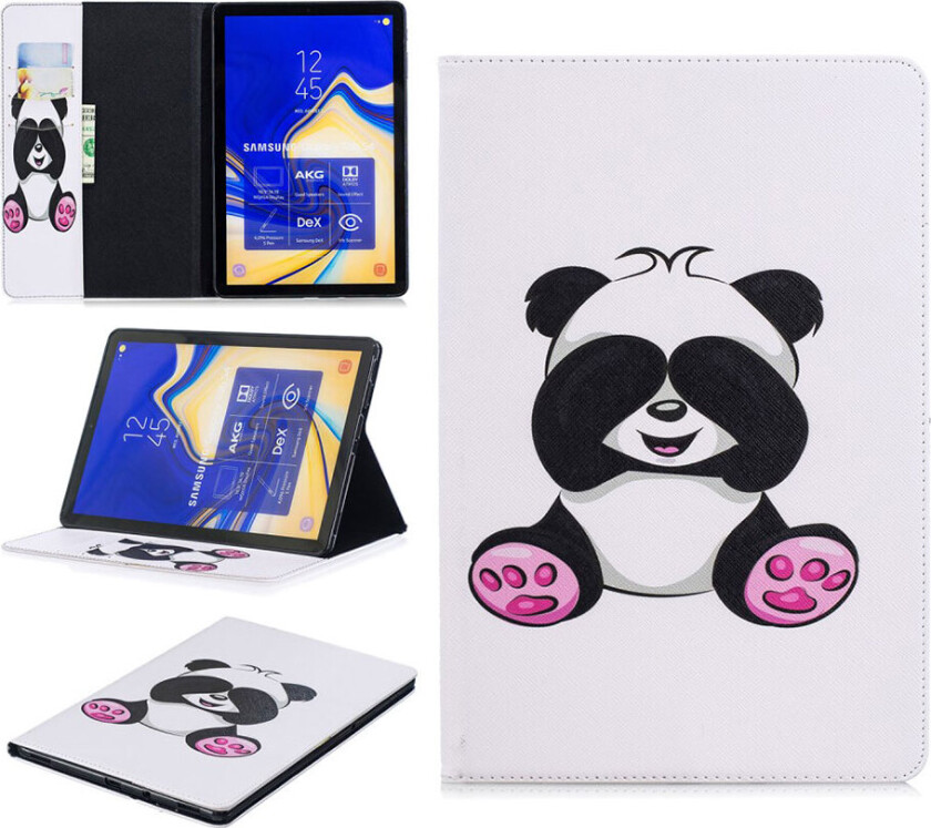 Galaxy Tab S4 beskyttelses deksel av syntetisk skinn med printet mønster - sjarmerende panda