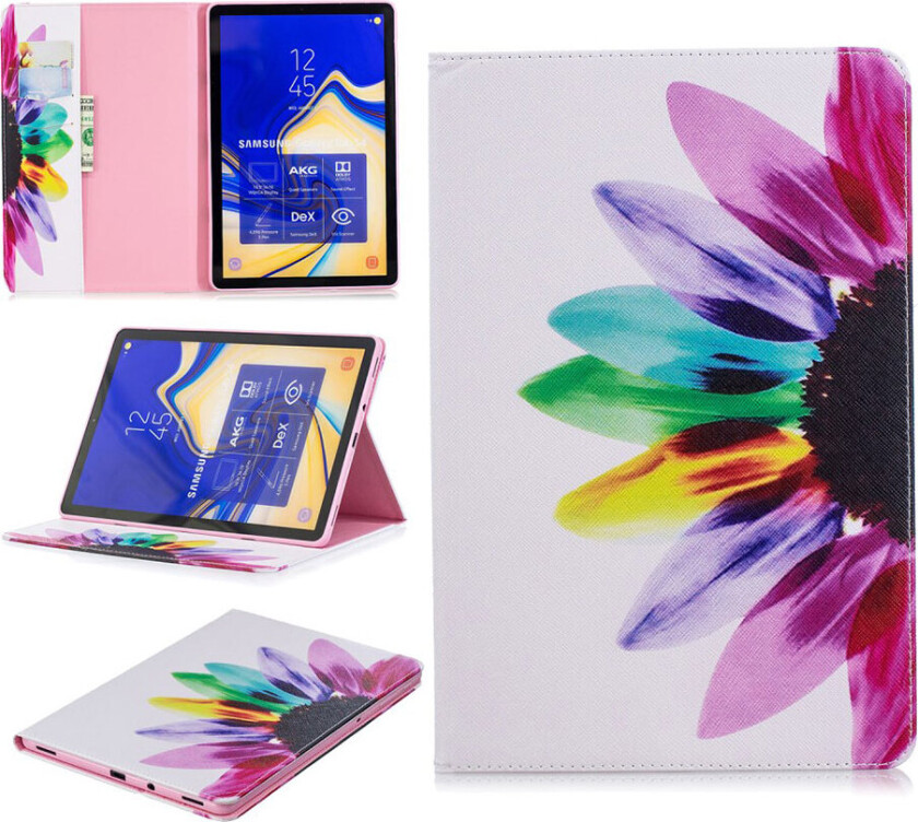 Galaxy Tab S4 beskyttelses deksel av syntetisk skinn med printet mønster - fargerike blader