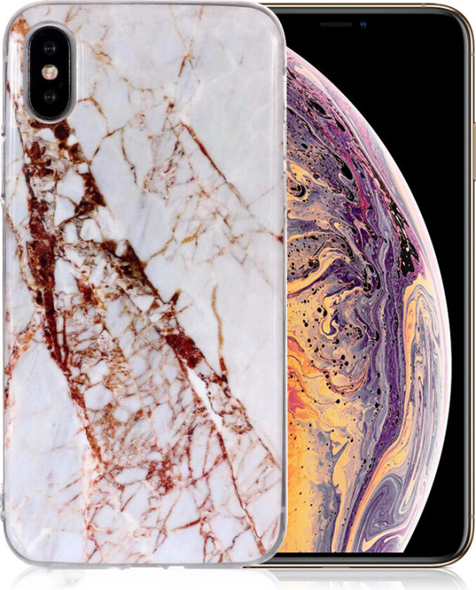 iPhone Xs Max beskyttelses deksel av TPU med IMD marmor printet mønster - stil H