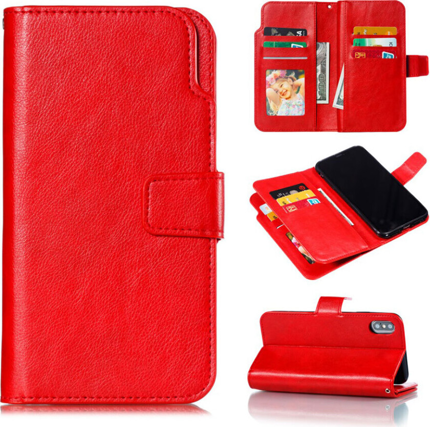 iPhone Xs Max beskyttelses deksel av syntetisk skinn med vill hest tekstur - rød