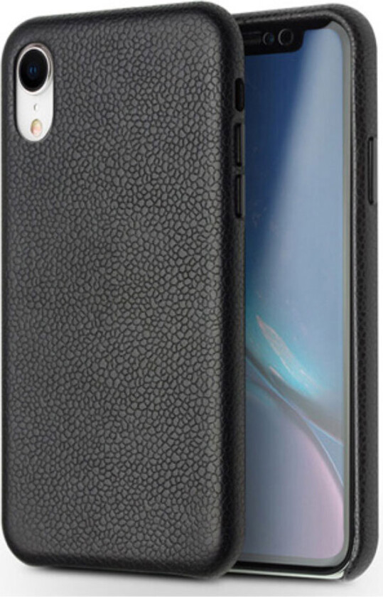 QIALINO iPhone Xr beskyttelses deksel av behandlet kuskinn og plastikk - svart