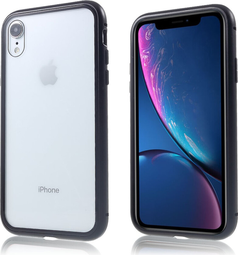 iPhone Xr beskyttelses deksel av herdet glass og metall - svart