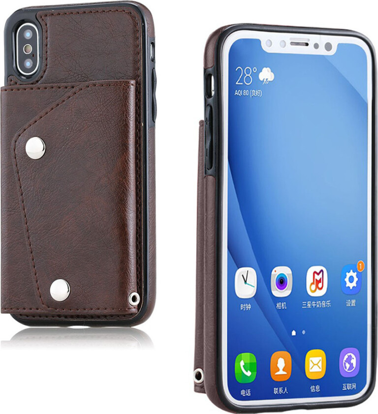 iPhone XS beskyttelses deksel av TPU dekt i syntetisk skinn - brun