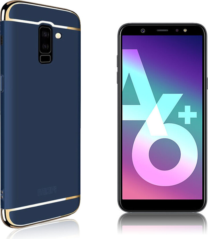MOFI Samsung Galaxy A6 Plus beskyttelses deksel av plastikk med galvaniserte kanter - blå