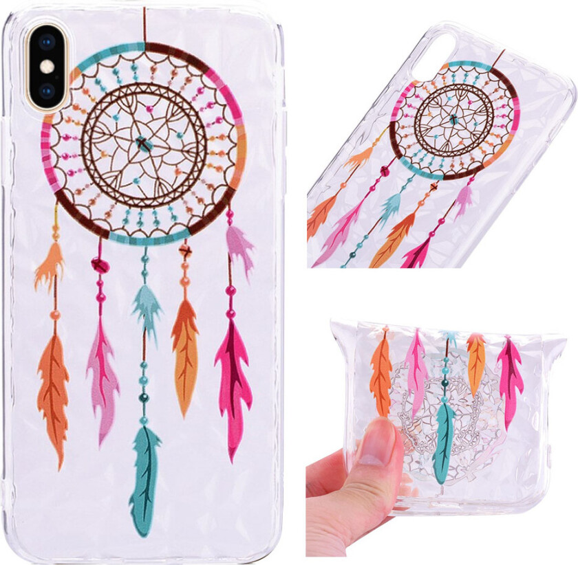 iPhone Xs Max beskyttelses deksel av TPU med 3D diamant tekstur og printet mønster - drømme fanger
