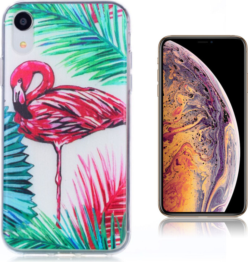 iPhone Xs Max beskyttelses deksel av TPU med printet mønster - flamingo