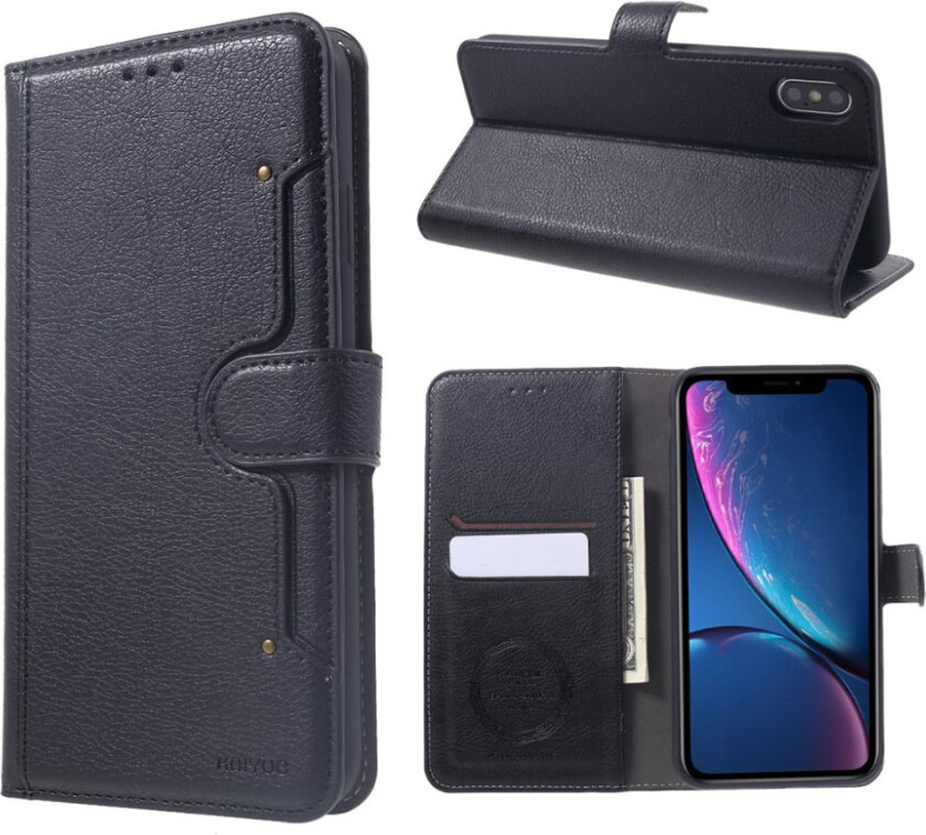 KAIYUE iPhone Xs Max beskyttelses deksel av syntetisk skinn - svart