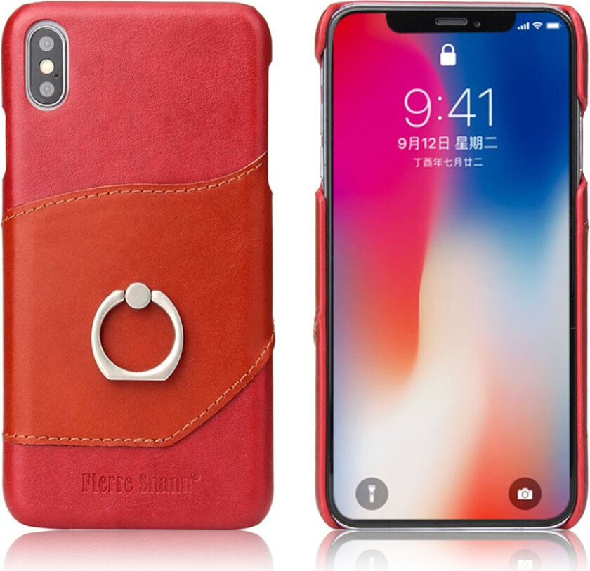 FIERRE SHANN iPhone Xs Max beskyttelses deksel av kuskinn og plastikk med vill hest tekstur - rød