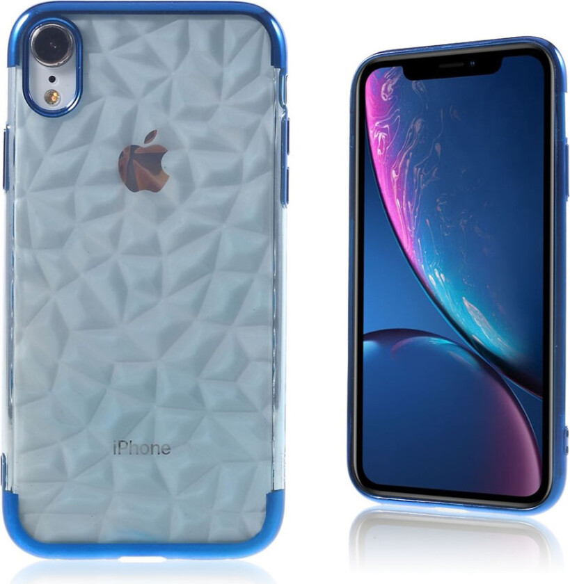 iPhone Xr beskyttelses deksel av TPU med 3D Diamant tekstur - blå
