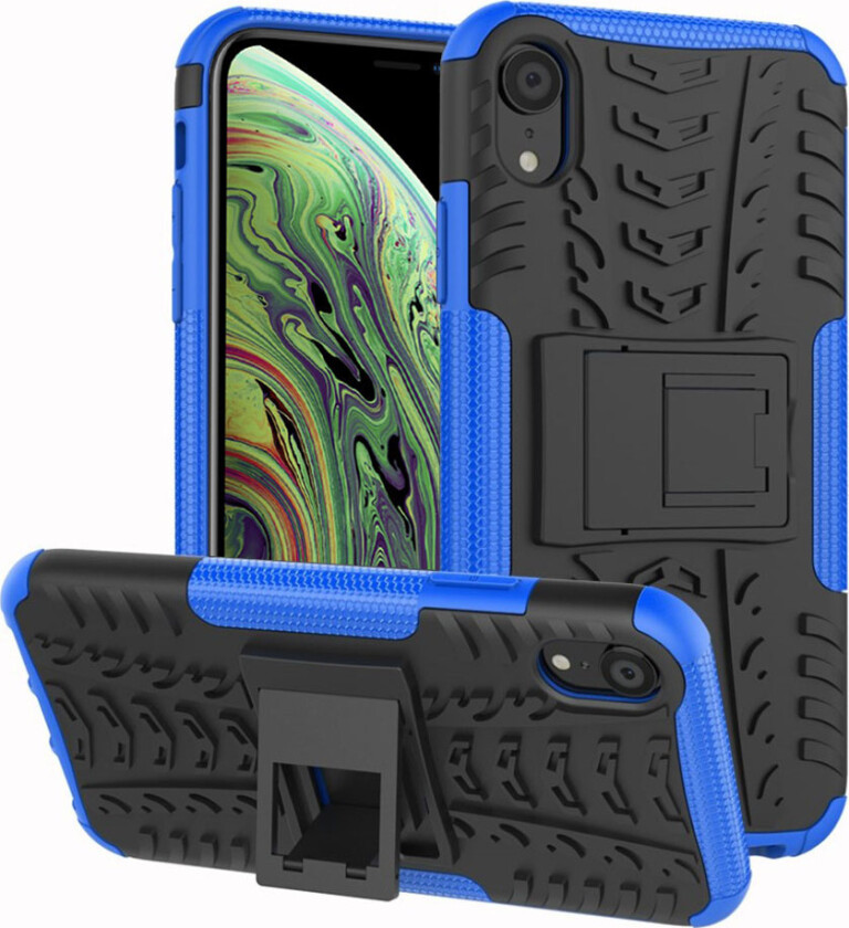 iPhone XS beskyttelses deksel av hybrid materiale med dekk mønster - blå