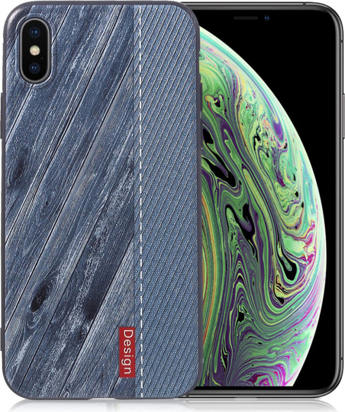 iPhone XS beskyttelses deksel av TPU med hevet printet mønster - baby blå tre tekstur