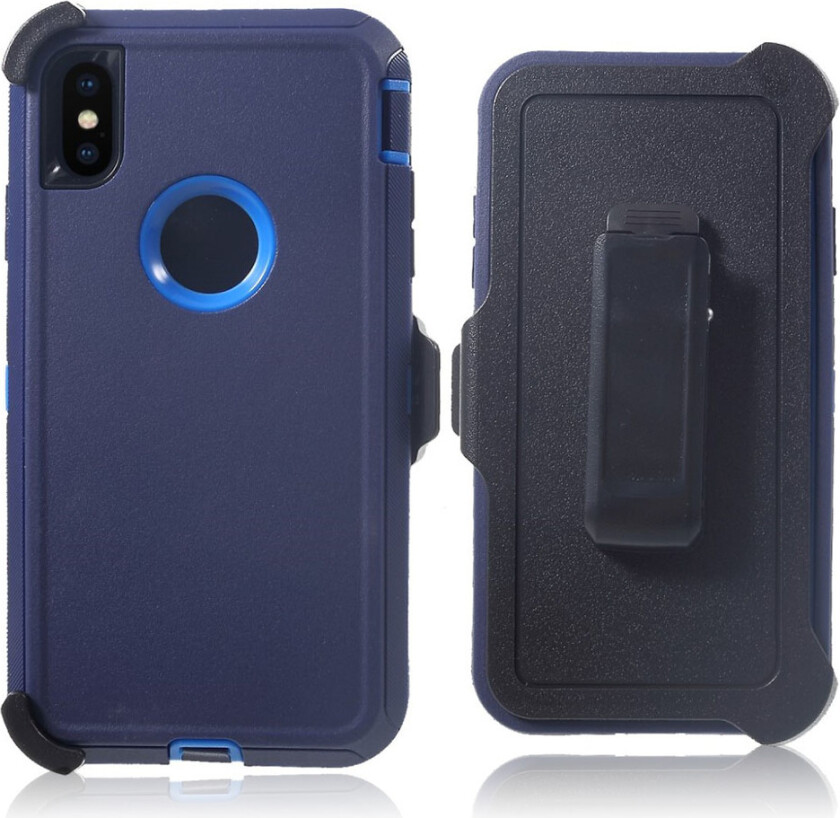 iPhone Xs Max beskyttelses deksel av hard plastikk og TPU - baby blå og mørke blå