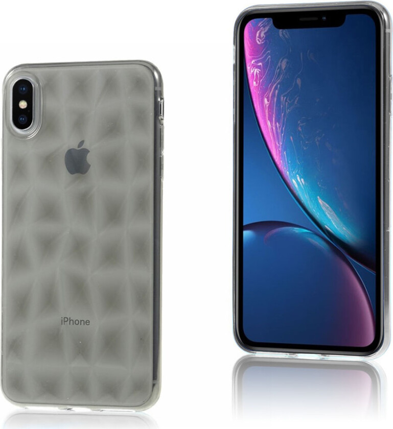 iPhone Xs Max beskyttelses deksel av TPU med 3D diamant tekstur - grå
