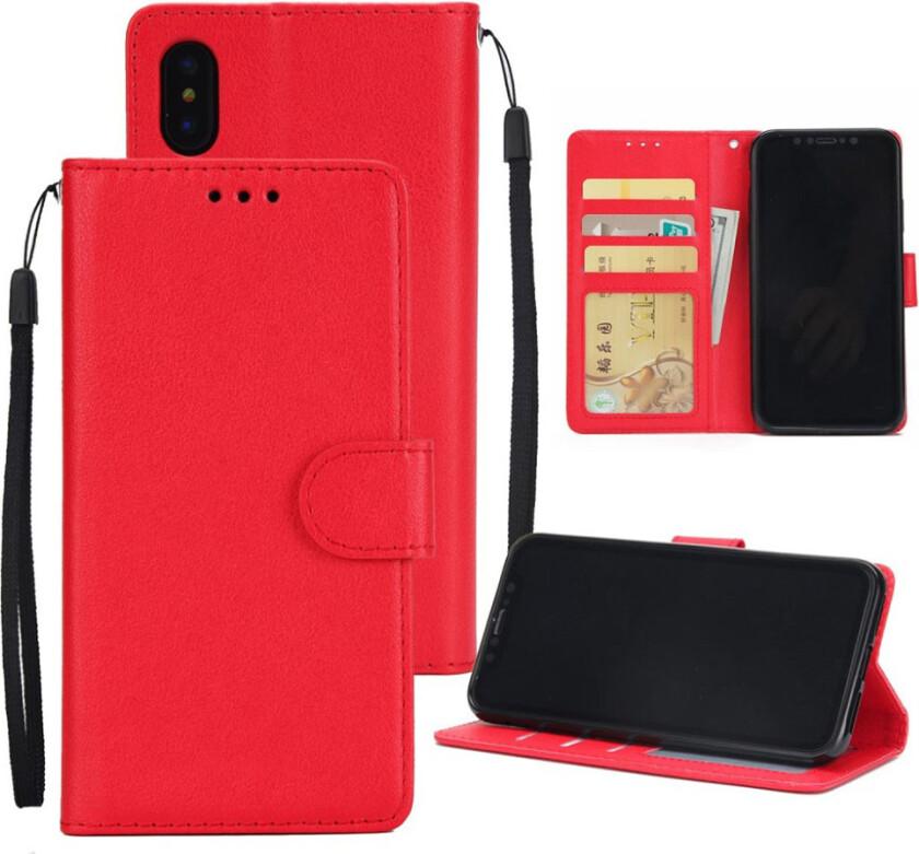 iPhone Xs Max beskyttelses deksel av syntetisk skinn - rød