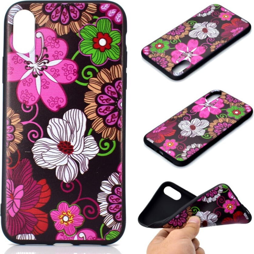 iPhone Xs Max beskyttelses deksel av TPU med printet mønster - vakkre blomster