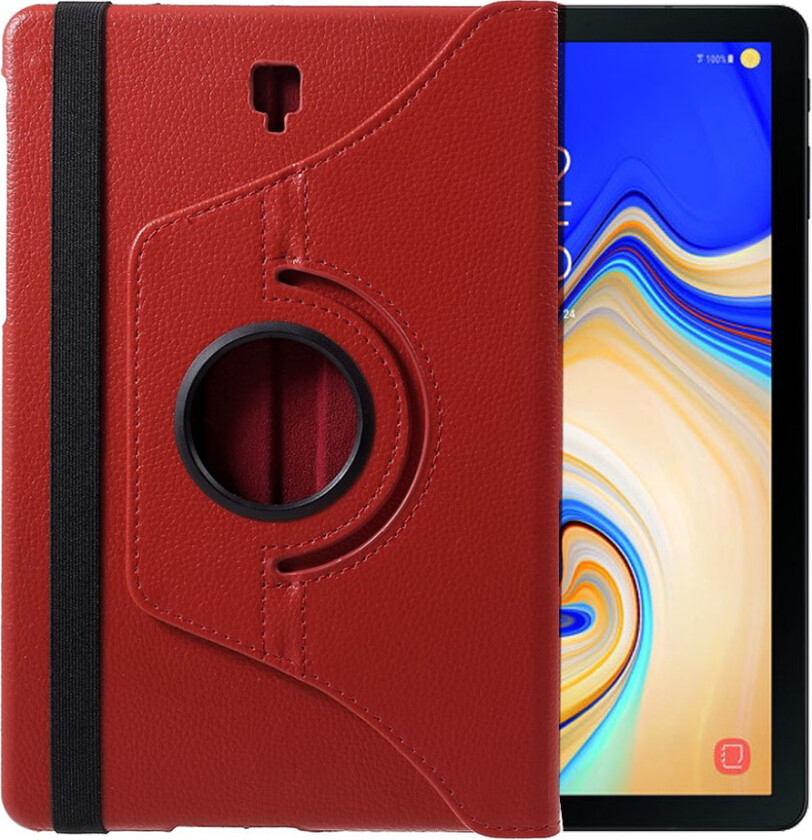 Galaxy Tab S4 beskyttelses deksel av syntetisk skinn med litchi tekstur - rød