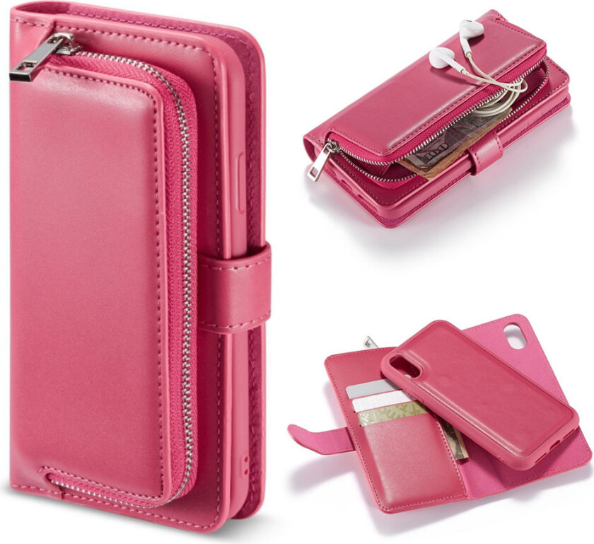 iPhone Xs Max beskyttelses deksel av syntetisk skinn med 2 i 1 design - rose